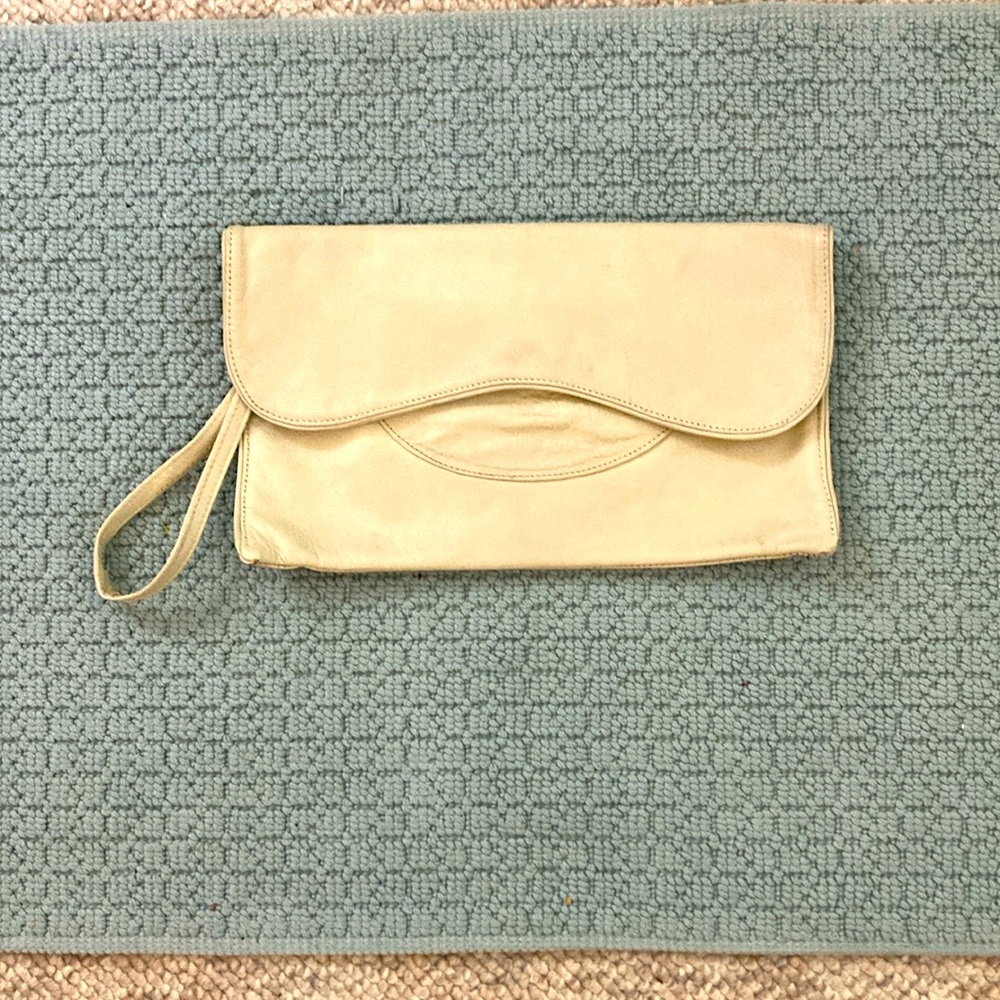 Cream leather clutch
